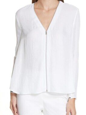 Rag & Bone Vanessa Zip-Down Shirt Top Blouse Long Sleeve White Size Small Womens